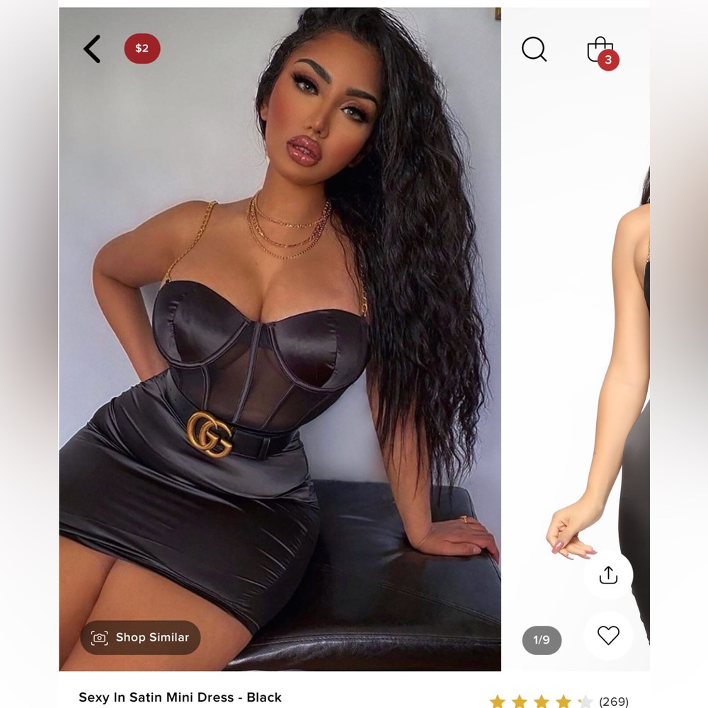 Fashion Nova: Sexy in Satin Mini Dress - Black
